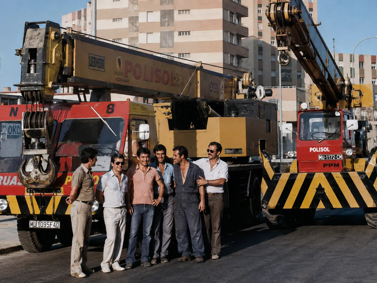 Equipo de Grúas Polisol junto a grúas móviles PPM y Liebherr en Cartagena
